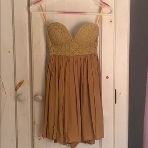 Angel Biba Strapless Babydoll Bronze Amber Dress